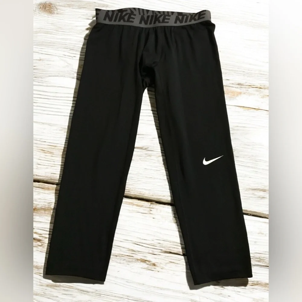 Nike Pro Dri Fit Mens Black Compression Pants Capri‎ Leggings Sz XL